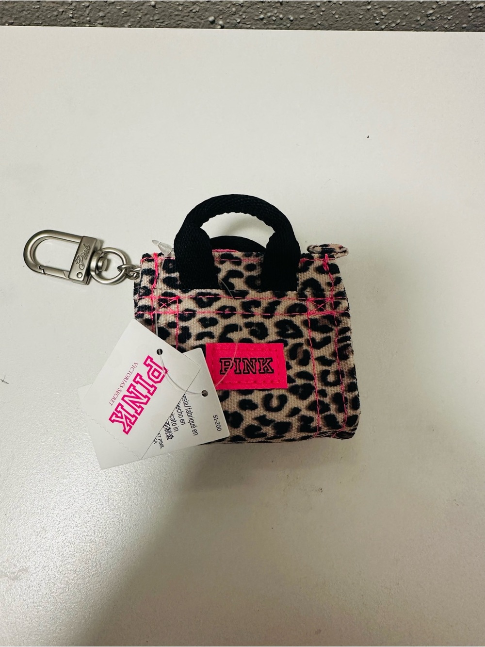 PINK Victoria's Secret Mini Leopard Tote Key Charm
